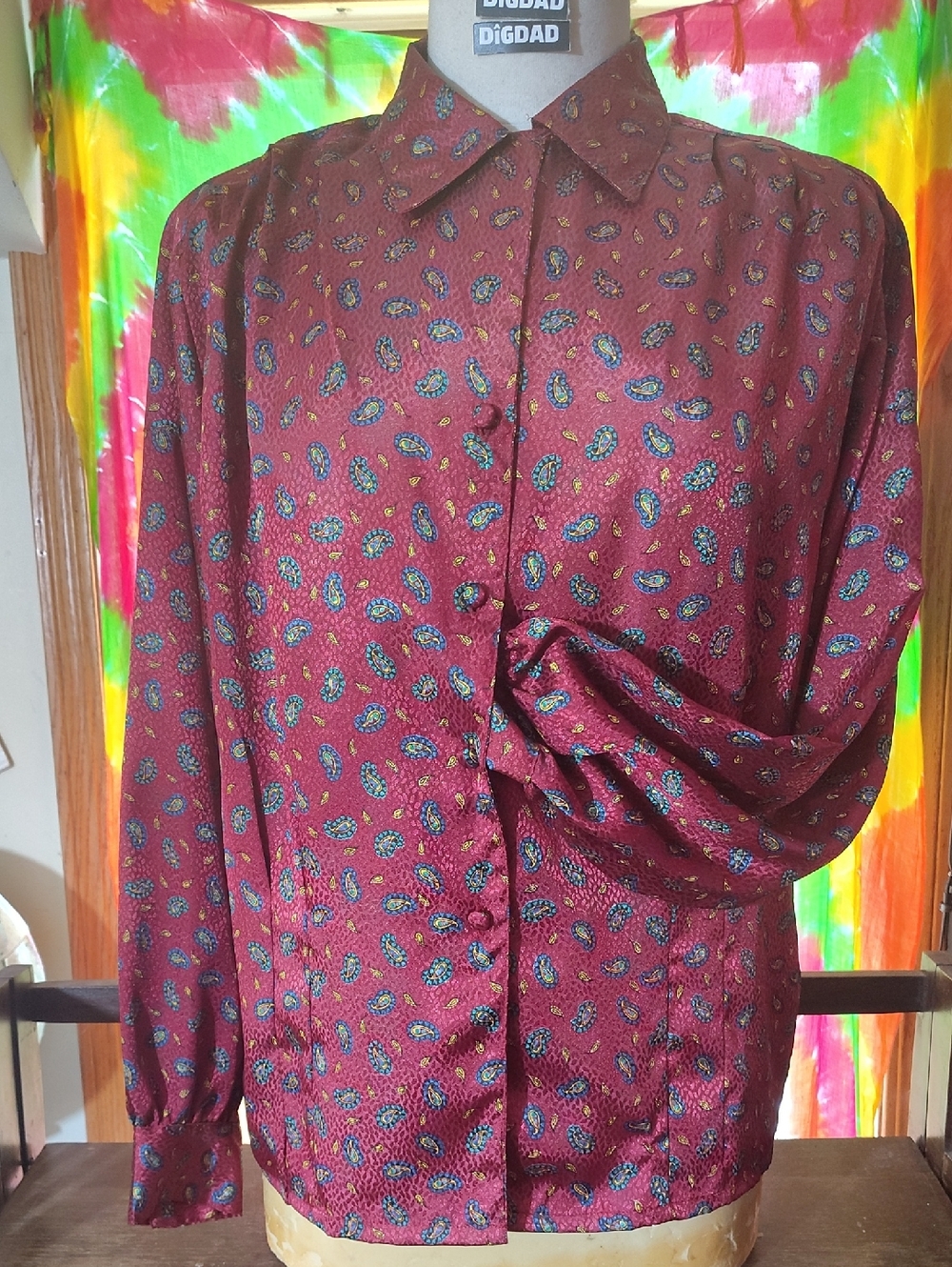 Oscar de la Renta Burgundy Paisley Button-Down Shirt